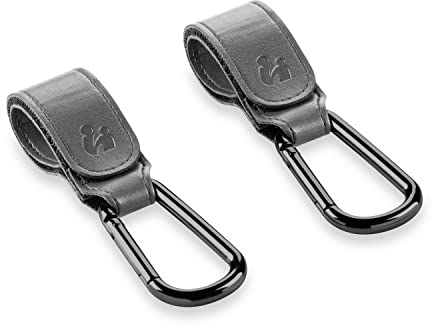 hauck 2 Stück Universelle Karabinerhaken, Grau - Kinderwagenbefestigung für Organizer, Wickeltasche oder Wickelrucksack am Schiebegriff von Kinderwagen, Fahrradanhänger oder Rollator