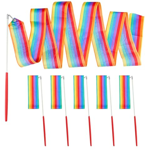 MYLERCT 6 Tanzbänder mit Haltegriff (2m) – Weich-seidige Gymnastikbänder in 6 Farben kombinierbar für Rhythmische Sportgymnastik & Künstlerischen Tanz