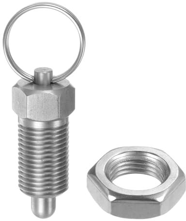 QUARKZMAN Pasador de Resorte con Anillo de Tracción Rosca M16*1.5 Longitud de 0.96 Diámetro de Pasador de 8 Mm Cabeza Redonda de Acero Inoxidable Pasador Retráctil No Bloqueable