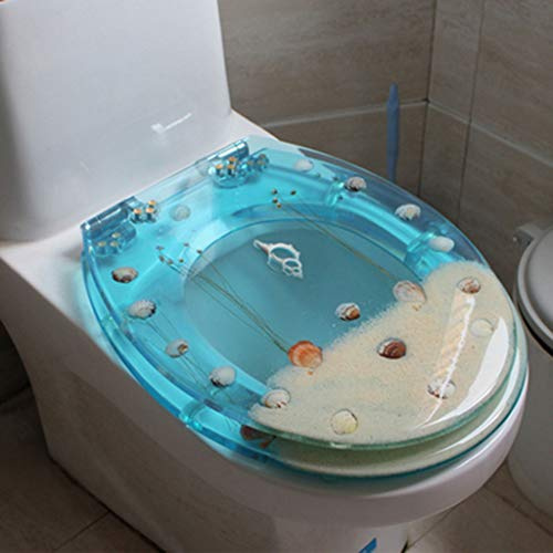 LYLXSF Coperchio Rotondo del Sedile del gabinetto, Splendida Ciotola Sedile del Water, Coperchio del Bagno in Resina Standard, Coperchio del Coperchio Vicino Silenzioso, Cerniere a Rilascio rapido, c