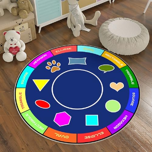 Alfombras Redonda Alfombra Habitación Lavable Antideslizante Muy Suave para Salón o Dormitorio Cama Infantil Lavable Bebe Niña Niño Alfombra De Juego Negro Blanco Música (Multicolor 4, 100x100cm)