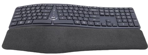Trådlöst Ergonomiskt Tangentbord, Delat Tangentbord med Dämpad Handledsstöd, Bluetooth och USB-anslutning, USB-C Uppladdningsbar, Kompatibel med 98/ME/Vista/7/8/10