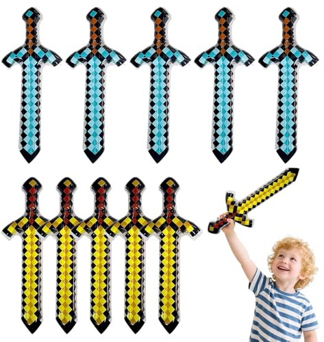 10 stycken uppblåsbara leksvärd, afenau, 65 cm, barn, uppblåsbara pixlar, svärd, säkerhet, uppblåsbara svärdleksaker, spel, uppblåsbara leksaker för födelsedagsfest, halloween, cosplay