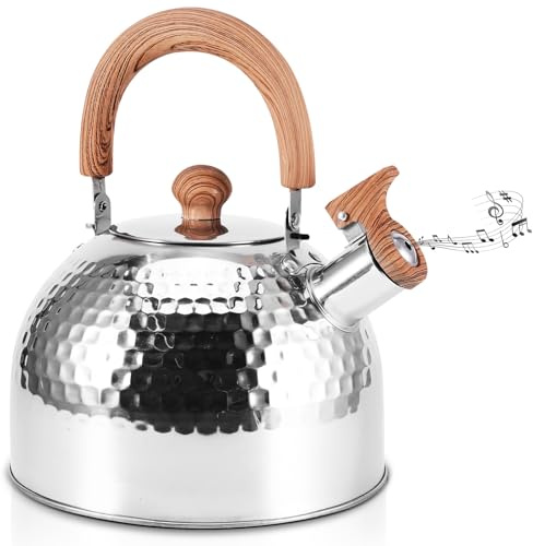 Nivoral Stove Top Kettle, 3L Stainless Steel Whistling Kettle with Cool Grip Ergonomic Handle, Loud Whistle Food Grade Stainless Steel Whistling Water Kettle for Induction, Cooker, Gas Electric Hobs