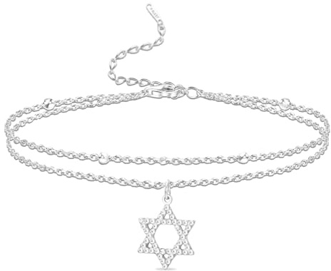 Braccialetto Della Stella di David per gli Uomini Donne Braccialetto con Ciondolo a Forma di Stella Ebraica di David Regolabile con Esagonale Protezione Gioielli Ebrei Hanukkah Regali (Argento 2)