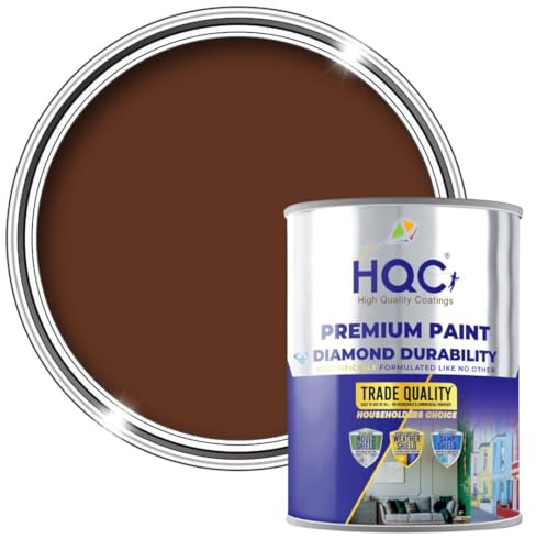 HQC Smooth Masonry Paint - Leaf Brown - 5 l (Pack of 1) Litre for Brick, Concrete, Render & Garden Walls, Waterproof Formula
