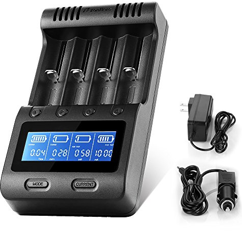 Zanflare C4 LCD Display Speedy Universal Smart Battery Charger,Battery Capacity Analyzer for Rechargeable Batteries, aa Battery Charger, 18650 Battery Charger