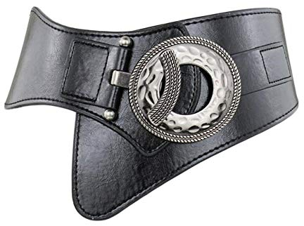 Diyafas Damen Retro Elastische Breiten Gürtel Dehnbar Bund Damen Kleid Dekoration Gürtel (Schwarz)