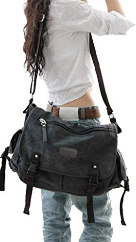Taoqiao [Aktualisiert] Vintage Canvas Messenger Bag Große Buch Laptop Umhängetasche Frauen Männer Neu