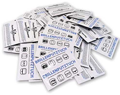 PandaCleaner Brillenputztücher feucht Alkohol - Premium Brillen-Reinigungstücher 50/100/200 Stück - Schlieren-Entferner (50 Stück)