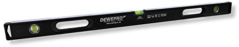 DEWEPRO® Profi Wasserwaage aus Aluminium mit 2 Handgriffen und 3 Libellen - Länge: 180cm 1,8m - Messtoleranz: 0,5mm/m - Aluwasserwaage Aluminiumwasserwaage