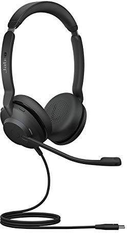 Jabra Evolve2 30 Headset – Stereo Kopfhörer mit Noise Cancelling – UC Zertifiziert – mit 2-Mikrofon Anruf-Technologie – USB-C Kabel – Schwarz