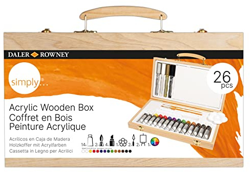 Daler Rowney Simply - Malette De 26 Pièces - Peinture Acrylique - Couleurs Assorties