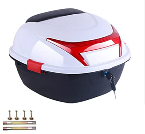 VOBOR Heckbox, Motorrad-Heckbox, Helm, Gepäckaufbewahrung, Topcase, große Kapazität, universell für Elektromobile(Large-Weiß)