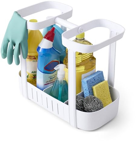 YouCopia SinkSuite Under Sink Cleaning Caddy, 2-Tier Adjustable Cleaning Supplies Organizer with Handle for Kitchen and Bathroom Cabinet Organization and Storage
