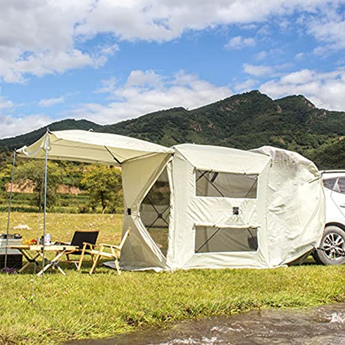 Miuxe Car Tailgate Trunk Tent, Freestanding Car Awning Rainproof Car Rear Extension Tent with Big Screen & Extendable Awning, SUV Tent Double Protection Low Wind Resistance