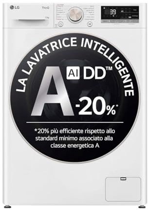 LG AI DD F4R7013TSWG - Lavadora de 13 kg, de carga frontal, serie R7, lavadora clase A -20%, 1400 rpm, TurboWash 360, vapor en 7 programas, Wi-Fi, Inverter Direct Drive, libre instalación, color