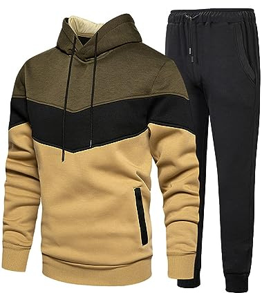 FTCayanz Trainingsanzug Herren Jogginganzug Set Sportanzug Langarm Freizeitanzug Hausanzug Männer Tracksuit für Gym Sport Outdoor Grün L