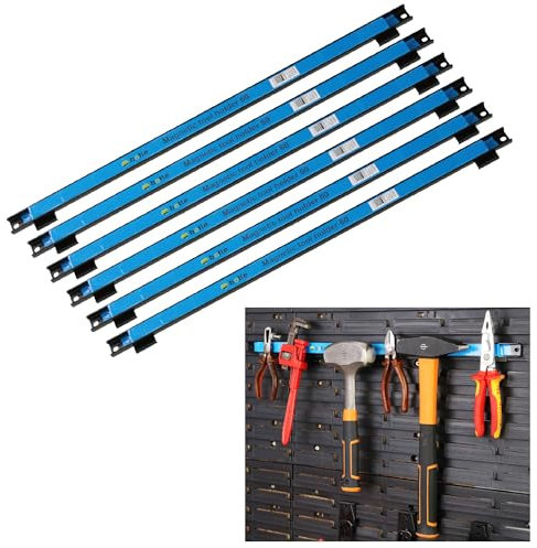 botle 6 x barra magnetica degli attrezzi in metallo, lunghezza 60 cm, colore nero, per lavagne degli attrezzi della marca, staffe di fissaggio per cacciaviti, pinze, trapani e molto altro ancora