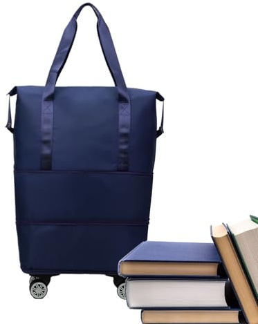 SVCEQZE Sac de voyage avec roulettes, sac à main roulant, chariot de cabine | Rangement de voyage et transport de vêtements pour vacances, excursions de week-end, achats, voyages d'affaires, bleu
