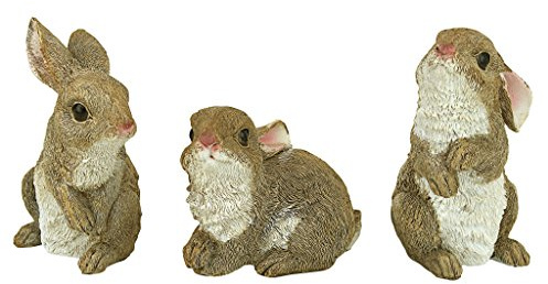 Design Toscano La tana dei Conigli Statuetta animali da giardino, poliresina, a colori, 12,75 cm, Set of Three
