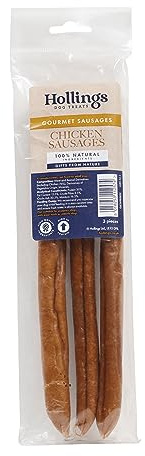 Hollings Chicken Sausages Dog Treats, Delicious, Nutritious Air Dried Chews for Adult Dogs, Made with 100% Natural Ingredients (Pack of 3)