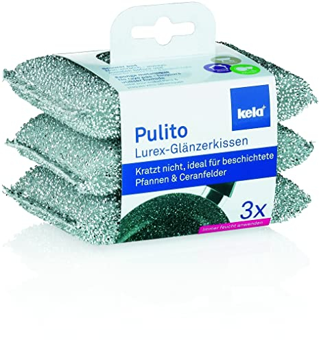 Kela Sparkle Schwämme Pulito 3 Stück Polyester in Silber, 12.5 x 8 x 2.5 cm, 3