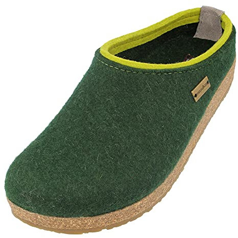 HAFLINGER Grizzly Kris Filzpantoffel Hausschuh Filzclog Grün (Eibe 335), Gr.36