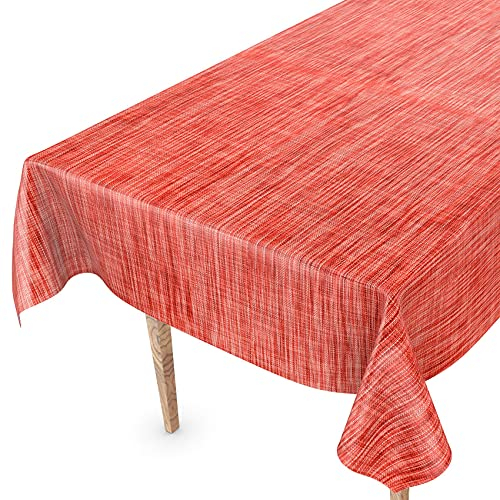 Tischdecke abwaschbar Wachstuch Wachstuchtischdecke 100 x 140cm Schnittkante Leinen Textil Optik Rot Gartentischdecke Wachstuch