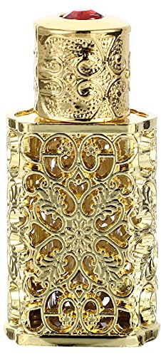 Beavorty Essential Oil Bottle 3Ml Refillable Glass Spray Container with Hollow Flower Engraving Vintage Perfume Bottle for Travel and Personal Care 2.08X0.98X0.59In