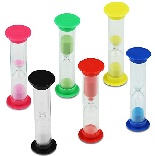Ceisazira 6 Stück Buntes Sanduhren Set für Kinder, Sanduhr Timer, Zahnputzuhr, 30S, 1Min, 2Min, 3Min, 5Min, 10Min Zeitmesser Sanduhren für Zähneputzen, Spiele, Kochen, Dekoration, Haus, Büro