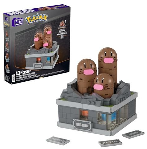 MEGA Pokémon Actionfigur-Bauset, Mini Motion-Digdri mit 350 Teilen und Auftauchbewegung, Spielzeug für Sammler zum Zusammenbauen und Präsentieren, HTH73