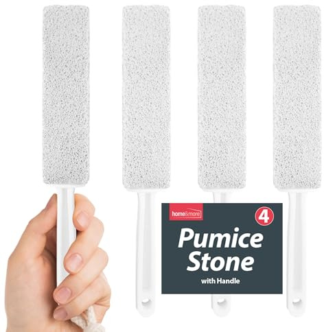 SOL 4pk Bulk Pumice Stone for Toilet, 23.5cm Toilet Pumice Cleaning Stone with Handle for Easy Reach, Removes Hard Water Stains, Limescale & Rust, Ideal for Bathroom, Porcelain & Ceramic Cleaning