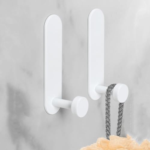 JS Lot de 2 crochets adhésifs extra forts pour porte-serviettes à coller sur le mur au-dessus de la porte pour accrocher manteau, chapeau, peignoir, serviette de bain dans la salle de bain, la douche,