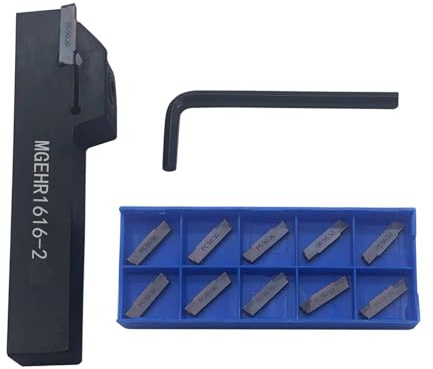 Hunricho 13-teiliger Drehmaschinen-Stechwerkzeughalter, Stech-Abstechwerkzeughalter MGEHR1616-2 mit 11-teiligen MGMN200-G Wendeschneidplatten aus Hartmetall zum Stechdrehen (MGEHR1616-2+MGMN200)