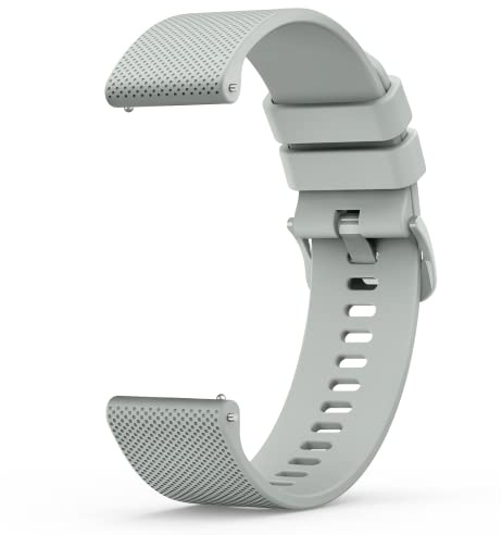 Wanme Watch Rubber Strap 20mm 22mm for Men and Women, Quick Release Silicone Replacement Bnad, Waterproof Soft Sports Straps with Metal Buckle (Grey, 22mm)