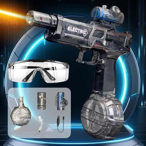 RuiDay 500ml Electric Water Gun with LED Lights - Rechargeable Automatic Water Pistol for Adults & Kids, 26ft Range Summer Pool Beach Outdoor Toys