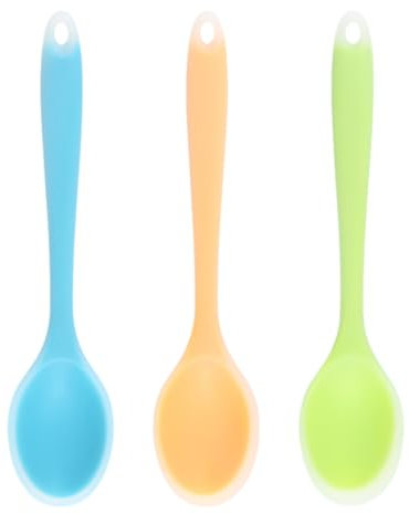 Confezione da 3 cucchiai da cucina in silicone colorati, cucchiai da cucina per mescolare, utensili da cucina in silicone, piccoli cucchiai da cucina in silicone per cucinare, mescolare