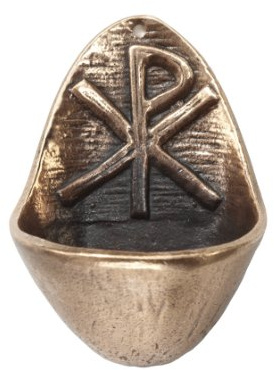 Butzon & Bercker Weihbecken Bronze mit Chi-Rho Symbol, Wandmontage, 10 cm