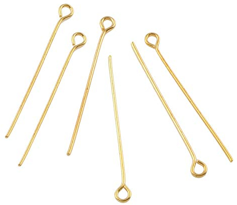 Perlin Gold ** 5cm ** 250 Stk ** KETTELSTIFTE 50 X 0,7 mm NADEL NIETSTIFTE ZUBEHÖR KOPFSTIFT METALL MIT ÖSE