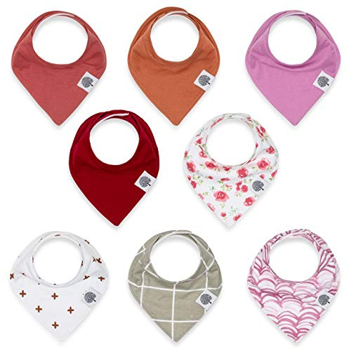 Parker Baby Bandana Drool Bibs 8 Pack Baby Bibs for Boys, Girls, Unisex - Soft & Stylish Teething Bibs for Babies - Rose