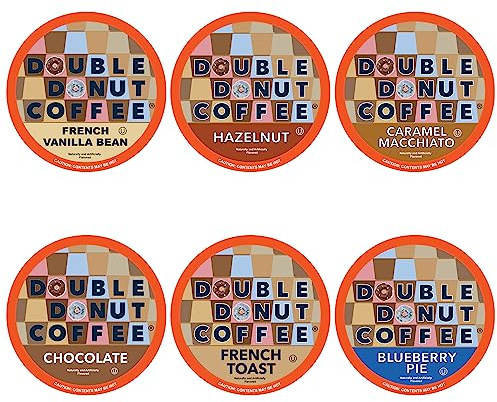 Double Donut Coffee Flavored Coffee Variety Pack with Recyclable Single Serve Flavored Coffee Pods, for Keurig K Cups Coffee Makers, from Double Donut Coffee, 72 Count
