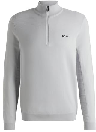 BOSS Men's Momentum-X QZ Dry Flex Troyer Collar Logo Pullover, Light/Pastel Grey54, 3XL