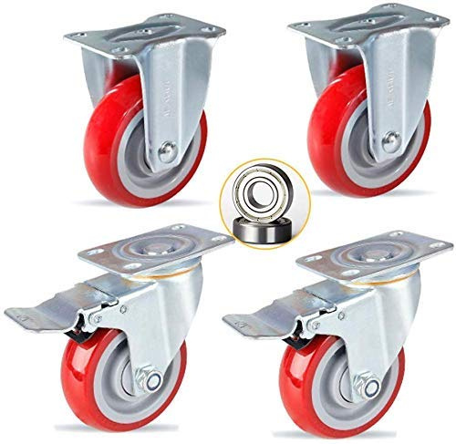 MU 3/4/5 Ruedas Giratorias, Ruedas para Muebles, Ruedas para Trabajo Pesado, con Placa Fija Y Rodamientos de Bolas para Muebles, Aparatos Amp; Equipo,L