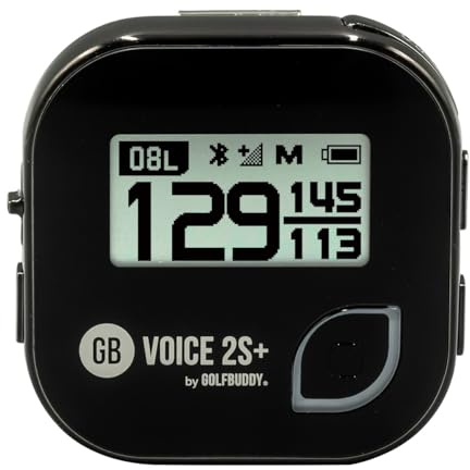 GOLFBUDDY Voice 2S+ Talking GPS Rangefinder, Clip on Hat Golf Navigation, Slope Mode on/Off, 18 Hours Battery Life, Shot Distance Measurement, Preloaded with 40,000 Courses Worldwide (Black)