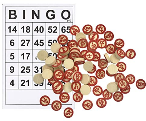 TBEONE Tradicional - Juego de bingo familiar, juego de bingo de madera vintage con 40 tarjetas de números de bingo y 75 juegos de mesa familiares de ajedrez