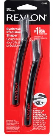 Revlon Eyebrow Precision Shaper, Eye Brow Razor, Hair Remover Blade, Reusable, Made with Japanese Stainless Steel (Pack of 2)