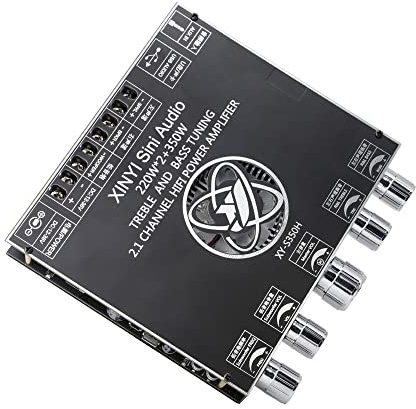 Hsthe Sea Carte d'amplificateur de Caisson de Basses Bluetooth HiFi Stéréo 2.1 avec régulation de contr?Le des aigus et des Basses 220W * 2 + 350W 18V-38V Module d'amplificateur de Entrée AUX