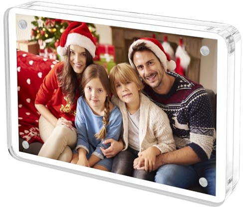 PITBVO 5x7 Rounded Magnetic Double Sided Acrylic Photo Frame for Tabletop
