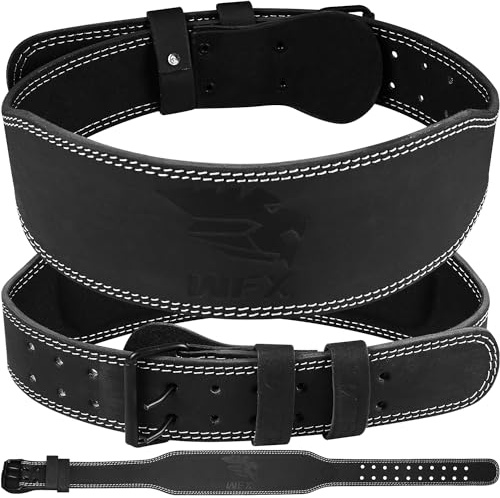 WFX Ceinture de musculation en cuir avec soutien lombaire rembourré de 10 cm, idéale pour musculation, haltérophilie, soulevé de terre, squats et exercices de force (XL, noir).
